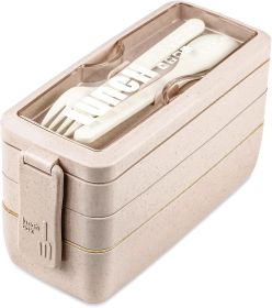 Premium Bento Box for Adults Upgraded Version Includes Spoon Fork Leakproof and BPA Free 32 oz Beige