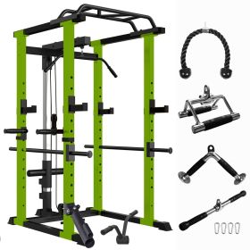 Multi-functional Power Cage, Home Adjustable Pullup Squat Rack 1000Lbs Capacity Comprehensive Fitness Barbell Rack with Gym Accessories