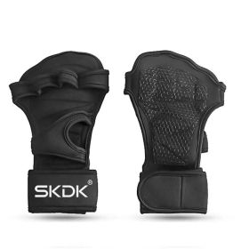 Weightlifting Fitness Gloves With Wrist Wraps; Silicone Gel Full Palm Protection; Gym Workout Gloves; Power Lifting Equipment (Color: BLACK, size: XL)