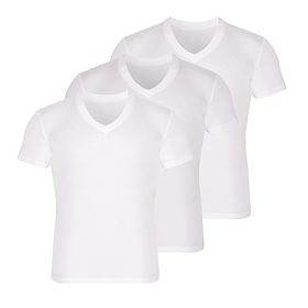 Bamboo V Neck T Shirts for Men Undershirt Tees 3 Pack Breathable and Moisture Wicking (Color: White, size: XXL)