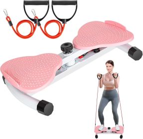 Waist Twister, Exercise Twist Boards Twisting Waist Machine for Women Belly Fat, Noiseless Ab Twister Machine with Resistance Bands (Color: Pink)
